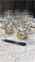 (9) Glass Cups/Glasses In Metal Holders