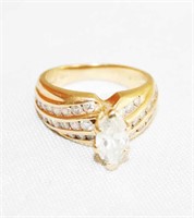 14K Gold Engagement Ring w/ Med. Marquise Diamond