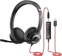 USB Headset with Mic for PC, On-Ear Computer