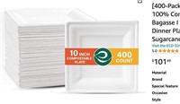 ECO SOUL Pearl White 10 Inch Square [400-Pack]