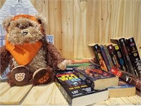 Lot of Star Wars books and cute Build-A-Bear Ewok