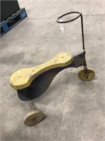 ABTIQUE WOODEN/IRON TODDLER SCOOTER-BLUE & YELLOW
