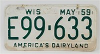 Vintage Wisconsin License Plate - May 1959