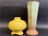 Frankoma Pottery Vase N.38 & small Yellow Vase