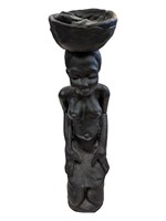 Hand Carved African Woman with Basket on her Head