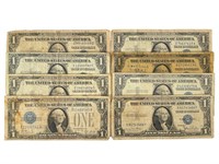 8 US $1 Silver Certificates