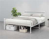 ZGEHCO QUEEN SIZE METAL BED FRAME (WHITE)