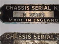 Pair of antique Chassis Serial Number plates