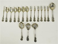 17 Pieces 800 and 835 Silver, Inc. Dessert Set
