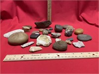 Collection of various rocks and artifacts