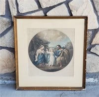 1800 Hand Colored Infant Saviour Stipple Engraving