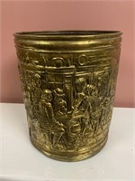 Brass Made in England trash can 10 1/4”x12”, has