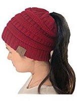 Women's Winter Knit Cup Beanie Tail Ponytail