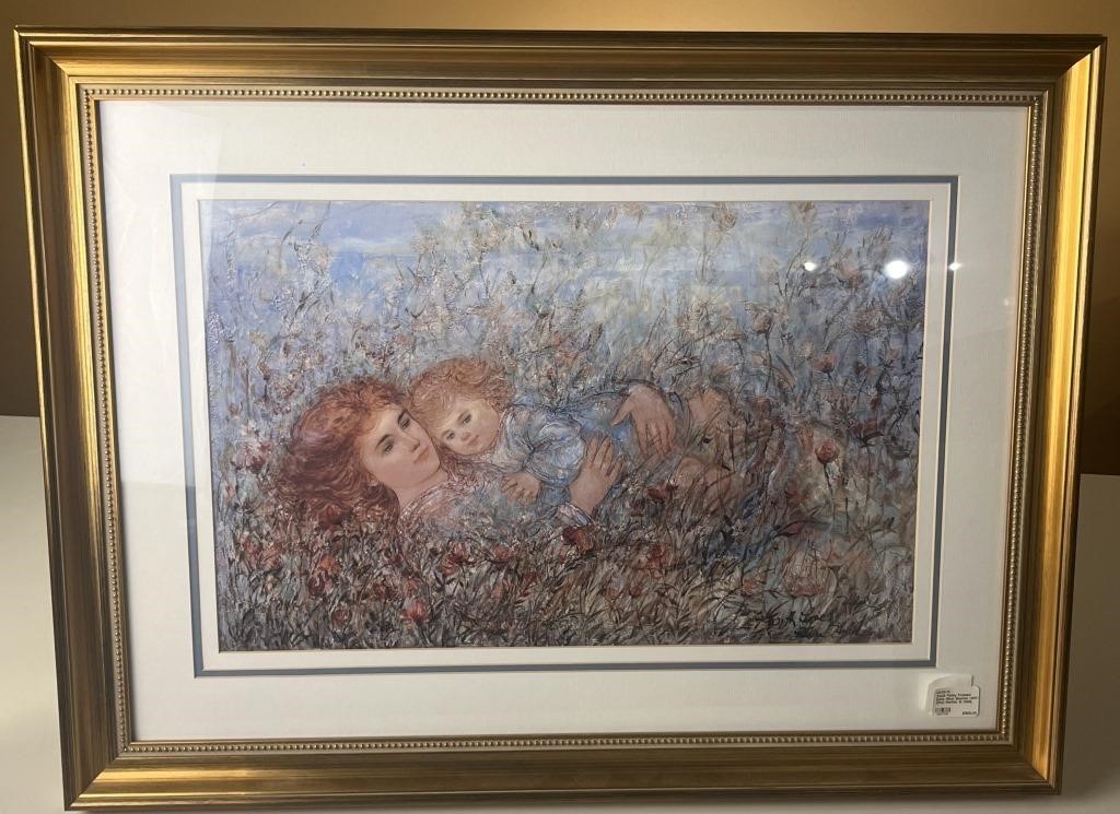 Framed Edna Hibel ( Mother & Child ) Painting