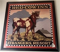Red Cow Inn Black Framed Print