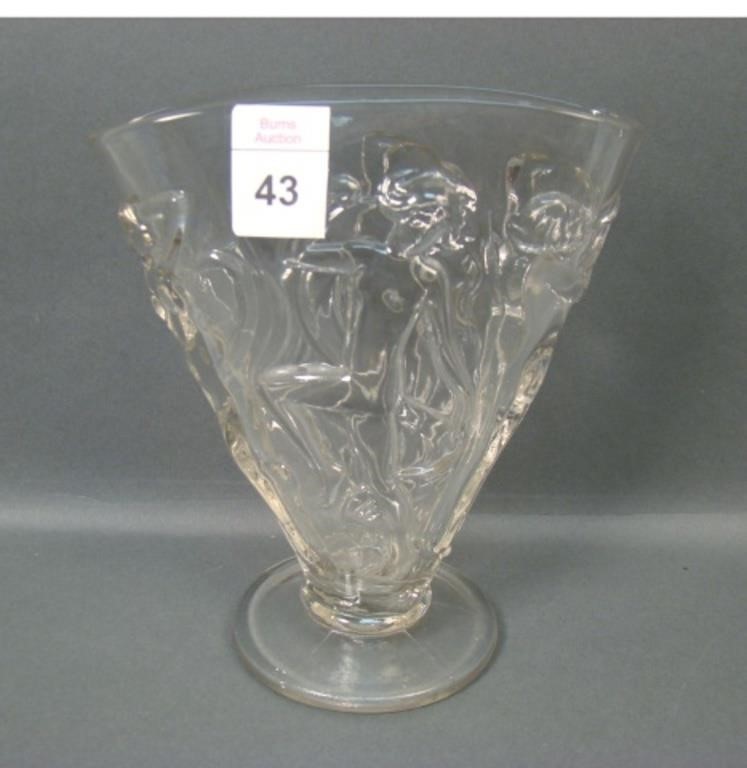 Consolidated Crystal Dancing Nymphs Fan Vase.