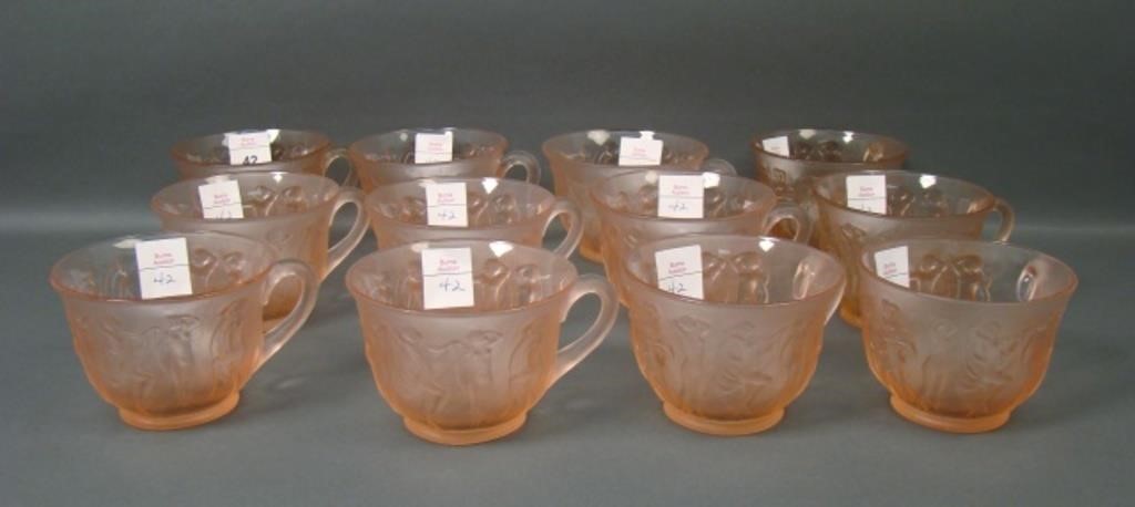 (12) Consolidated Pink Frosted Dancing Nymphs Cups