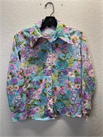 Vintage Femme Polyester Floral Shirt