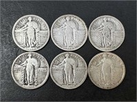 Six 1917 Standing Liberty Quarters (V1 and V2)