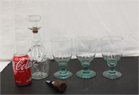 3 Stem Glasses w/ Decanter & Wine Stopper