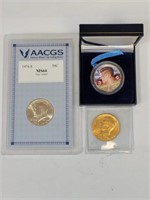 Graded 50c, Gold Plated, Painted Kennedy Half