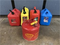 Eagle Metal Gas Can & 4 Plastic Fuel Cans