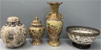 Chinese Style Porcelain Vase; Jars & Bowl