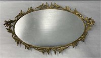 Cast Brass Rococo Style Mirrored Dresser Tray