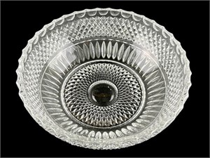 Vintage Crystal Diamond Pattern Serving Bowl