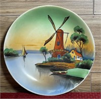 Vintage hand-painted lusterware plate 11"