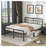 16 Inch Full Size Bed Frame with Headboard and