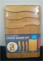 New Set of three bamboo knives with bamboo cheese