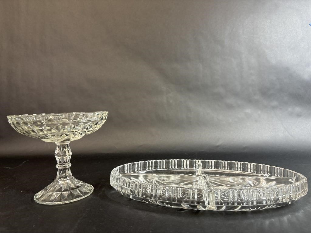 Glass Candy Dish & Glass Candy Bowl