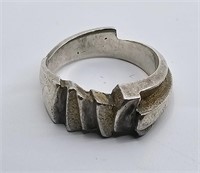 Sterling Silver 925 & 14KT GOLD MOdernist  Ring