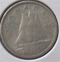 Silver 1947 Canadian dime