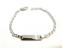 Sterling Silver Engravable ID Bar Fancy Bracelet