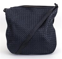 Bottega Veneta Navy Blue Intrecciato Leather Bag