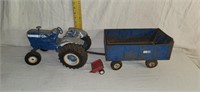 Vintage Cast Iron Tractor & Trailer