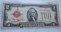 1928 G Red Seal Two Dollar Bill