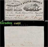 1862 Confederate States Twenty Dollars Note Grades