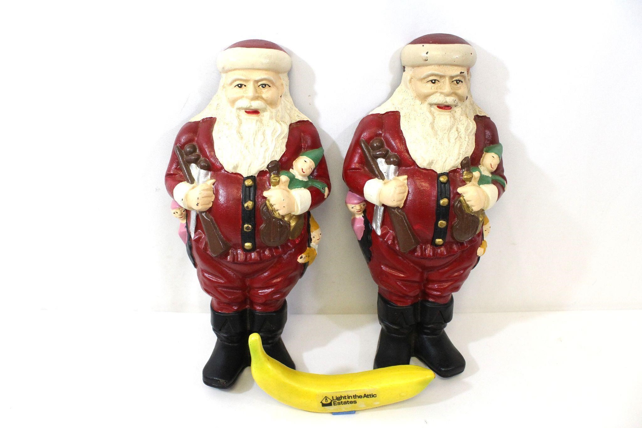 Pr. Painted Cast Iron "Santa" Andiron Ends