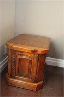 One door end table, 18.5 X 26 X 20.5", a few