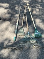 Lot of Leaf and Garden Rakes