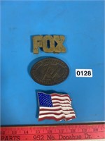 FOX,  American flag belt buckles