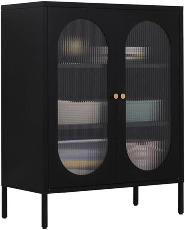 2 Glass Door Metal Accent Storage Cabinet