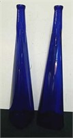 2 19-in cobalt blue vases