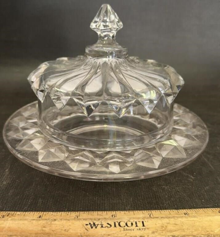 VINTAGE GLASS BUTTER DISH