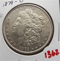 1879-O Morgan silver dollar.