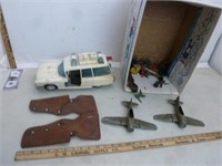 2 Metal Toy Airplanes, Plastic Army Men, Misc Part