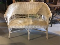 Early Painted Wicker Settee